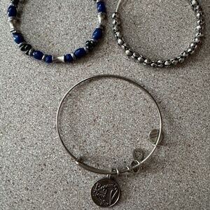 Alex & Ani - Set Of 3 Bangle Bracelets - 1 With Charm & 2 With Beads